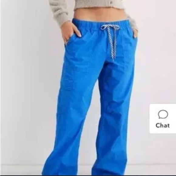 NEW! Aerie Royal Blue Skater Baggy Wide Leg Cargo Pants L 90s - Picture 1 of 8